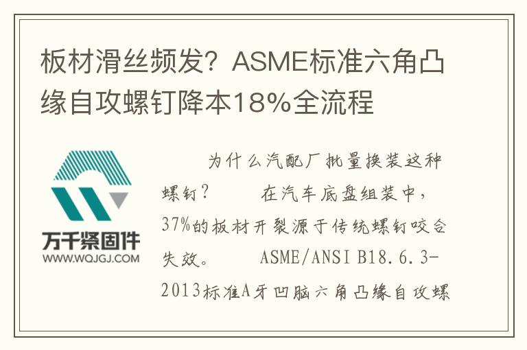 板材滑絲頻發？ASME標準六角凸緣自攻螺釘降本18%全流程