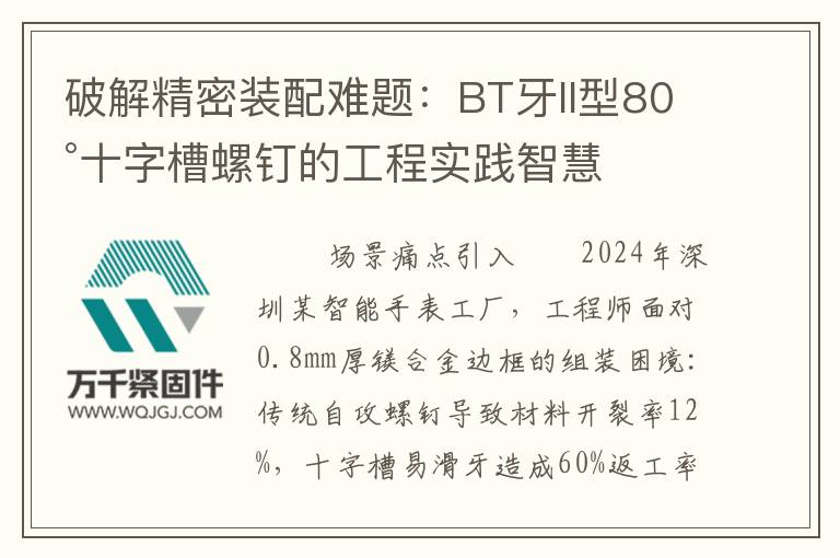 破解精密裝配難題：BT牙II型80°十字槽螺釘的工程實踐智慧
