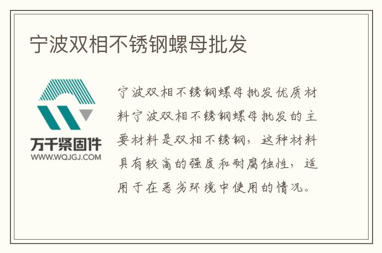寧波雙相不銹鋼螺母批發
